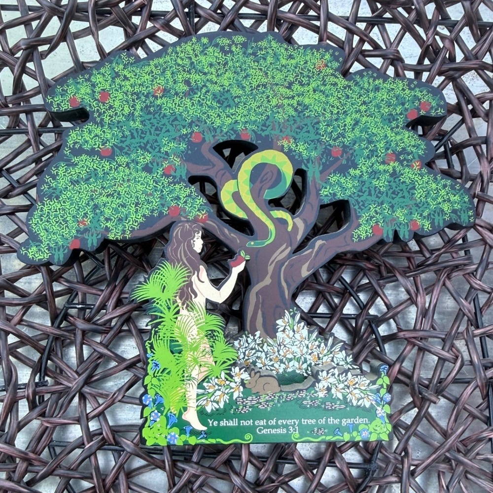 Shelia's Garden of Eden Wood Block BIB01 Genesis 3:1 Eve Serpent Limited Edition